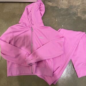 DKNY Bubblegum Pink Zip Hoodie and Sweatpants Set